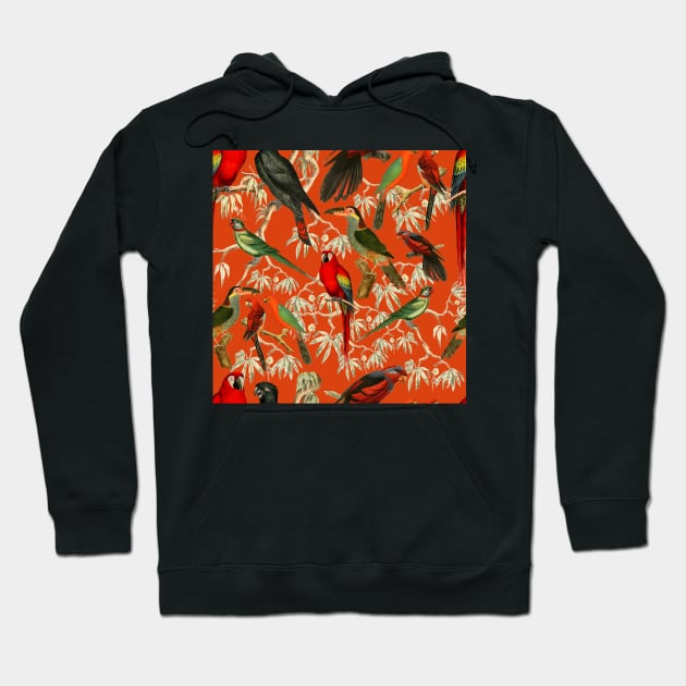 Tropical birds - Orange Hoodie by CharlieCreates